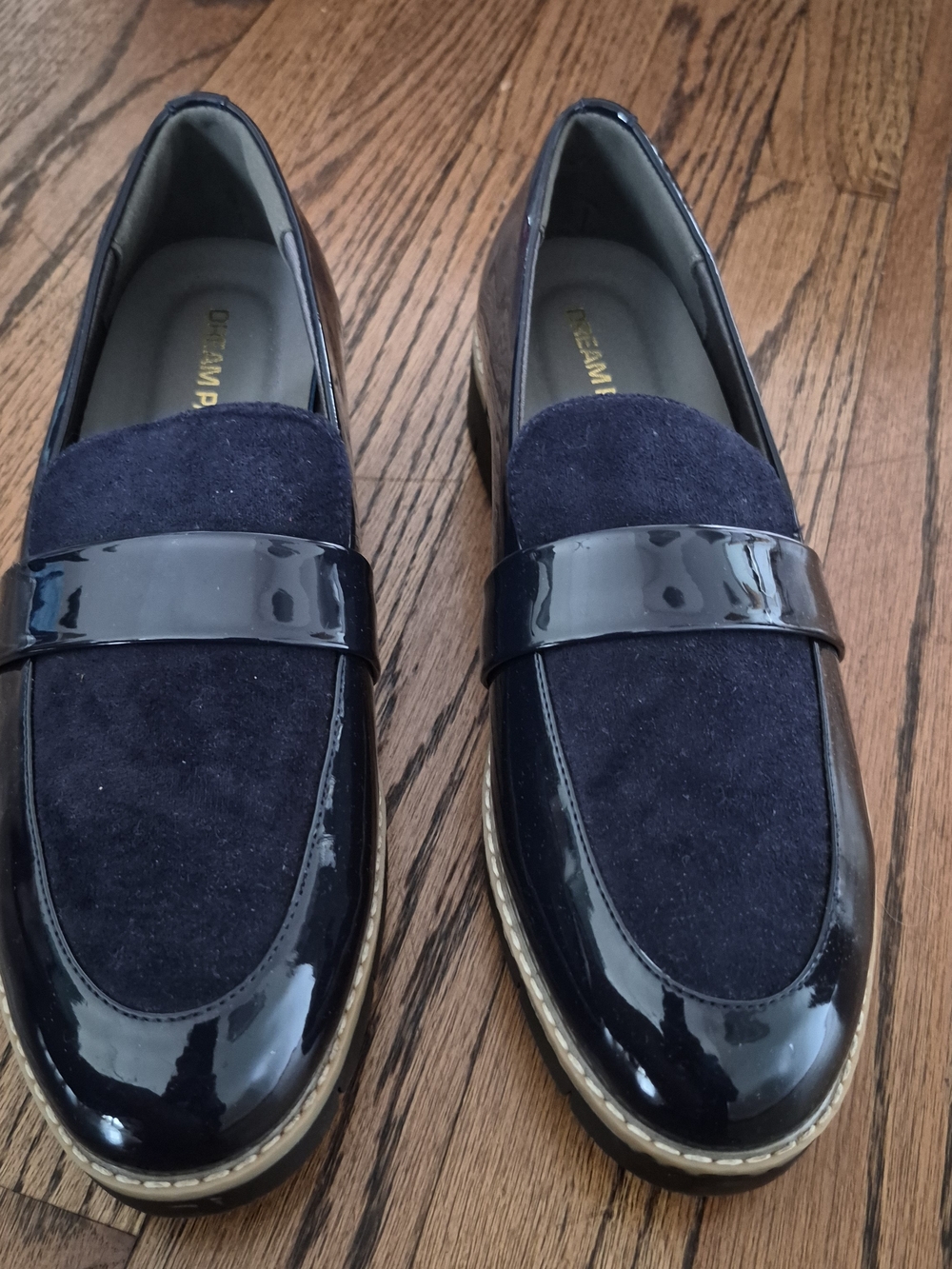 Dream Pairs Brand New Women's Penny Loafers - Black Patent & Suede 9.5